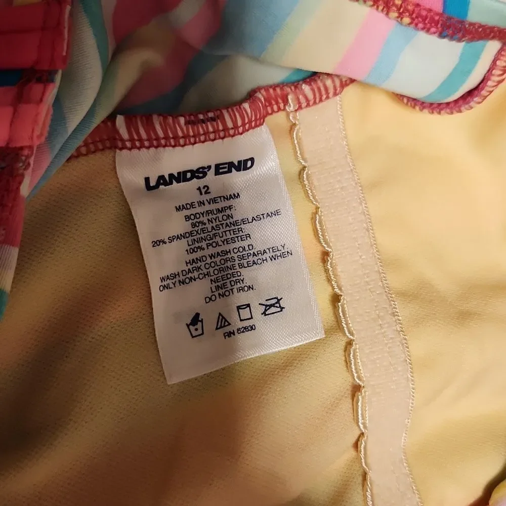 land's End multicolor striped one piece swimsuit.